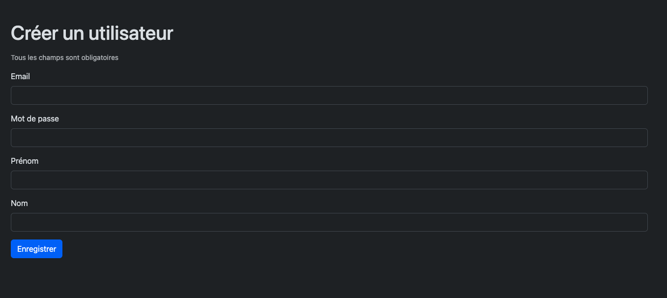 Formulaire de cr&eacute;ation