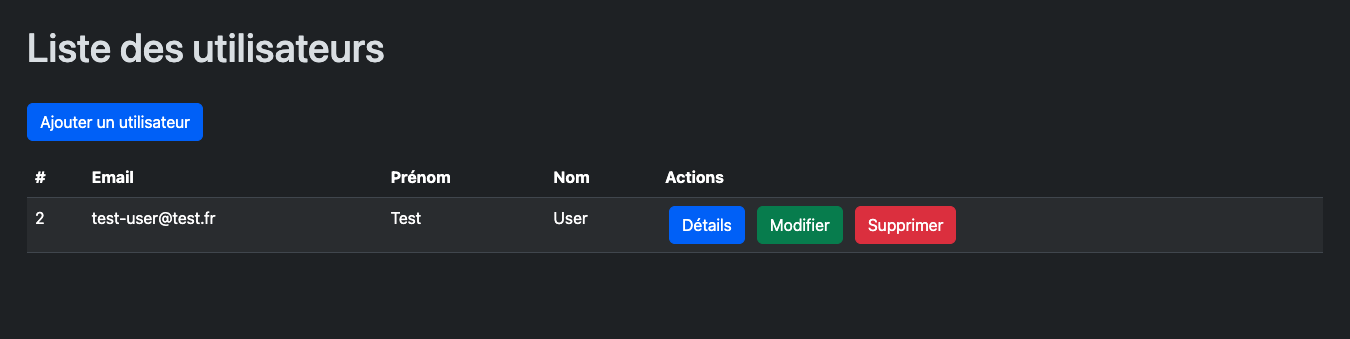 la liste des utilisateurs